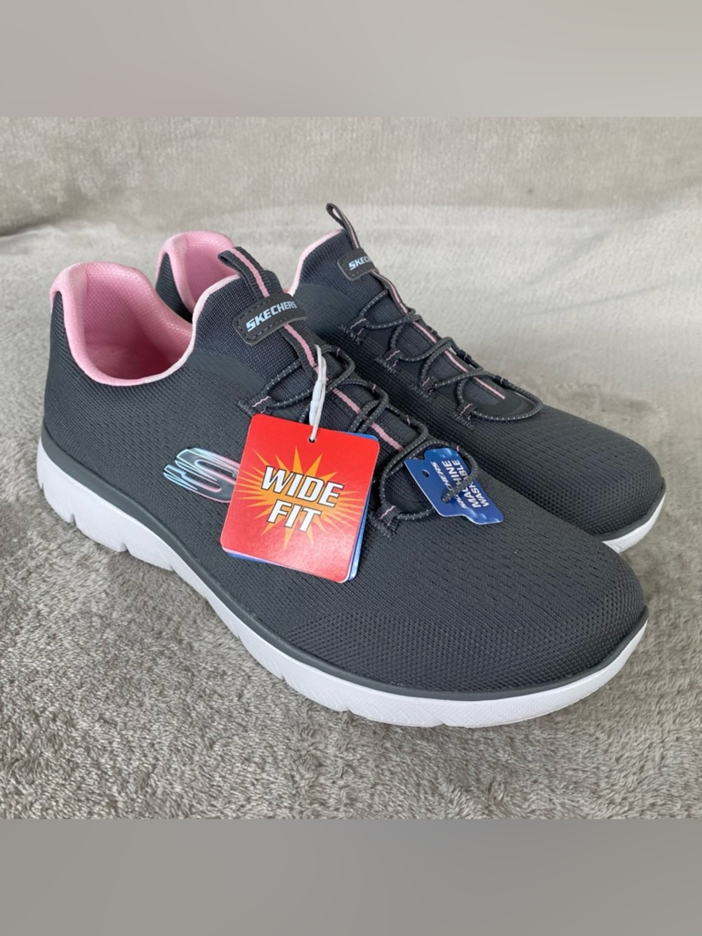 Skechers Summits Radiant Flow Shoes Womens Size 11 Wide Gray Slip On Sneaker NEW